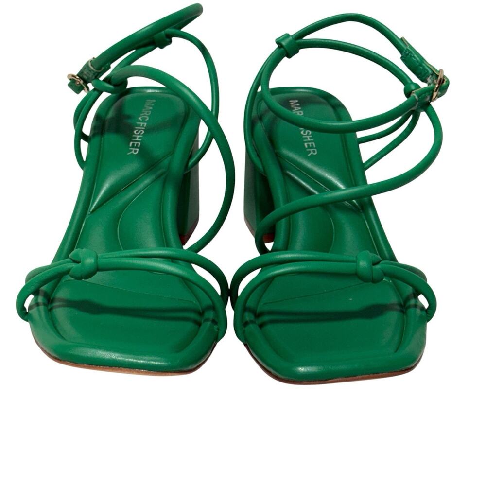 NEW Marc Fisher Sandals Gurion Size 6.5M GREEN Knotted Strappy Block Heel - Picture 3 of 11